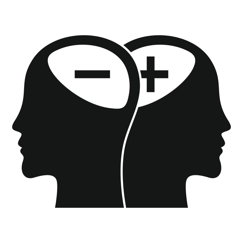 Minus plus bipolar disorder icon, simple style vector