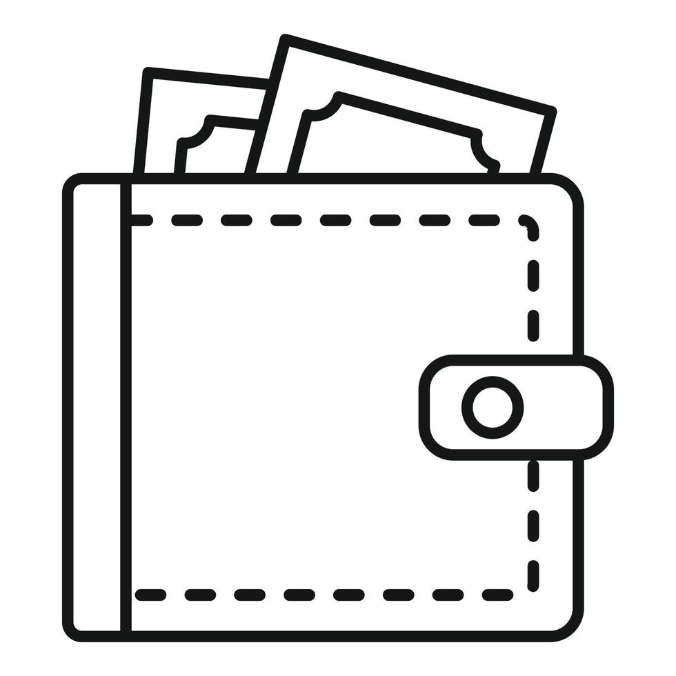 Full money wallet icon, outline style vector