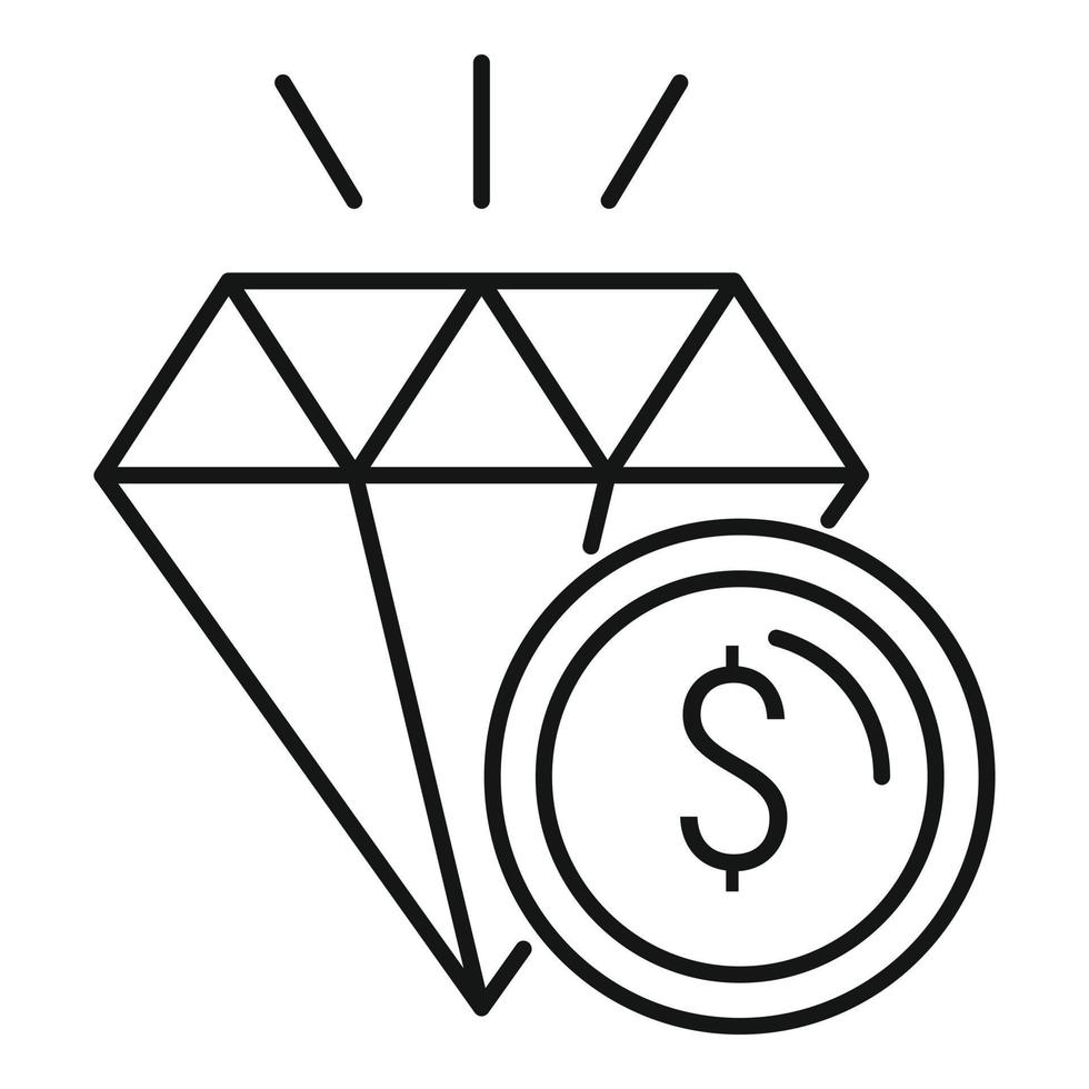 icono de diamante, estilo de esquema vector