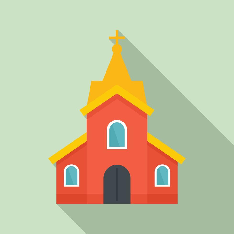 Church building icon, flat style vector