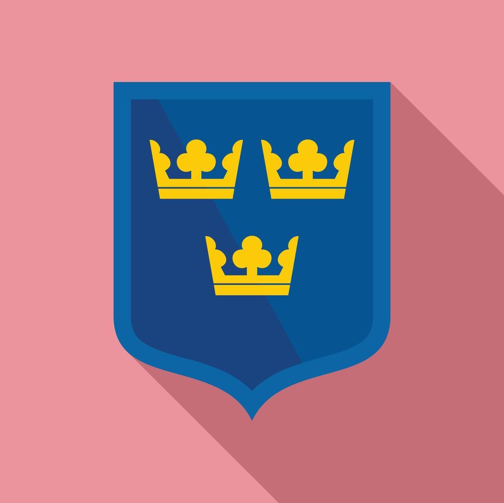 Swedish shield icon, flat style vector