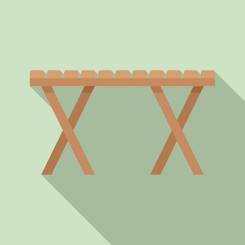 icono de mesa de picnic plegable, estilo plano vector