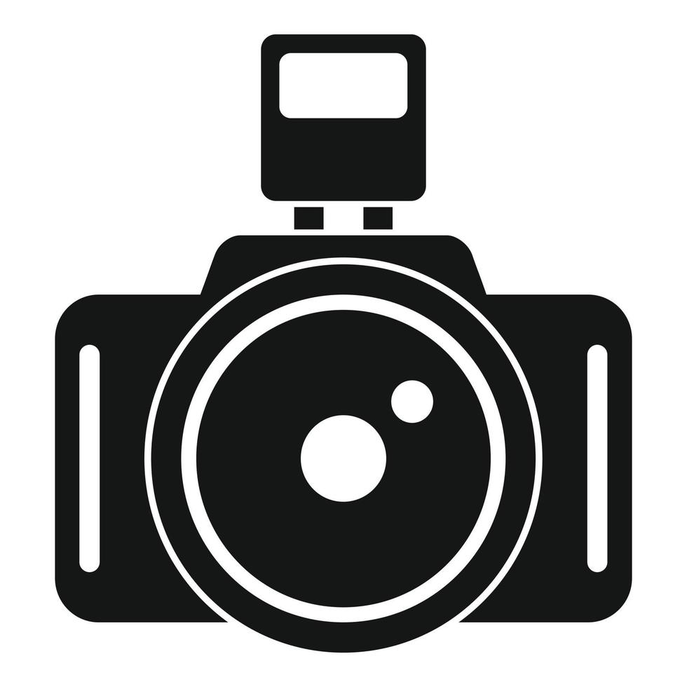 Photo camera icon, simple style vector