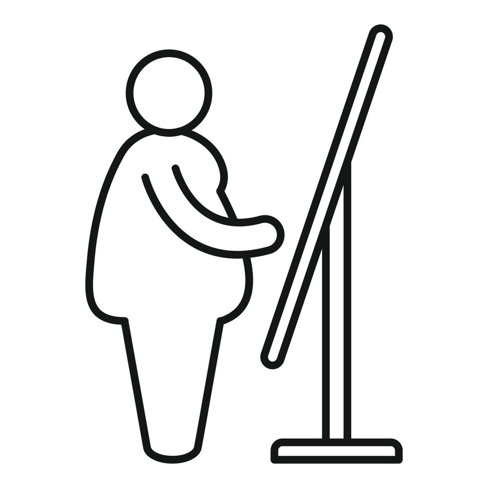 Overweight person look mirror icon, outline style vector
