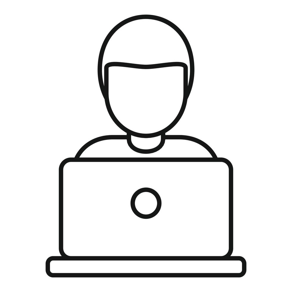 Freelancer laptop icon, outline style vector