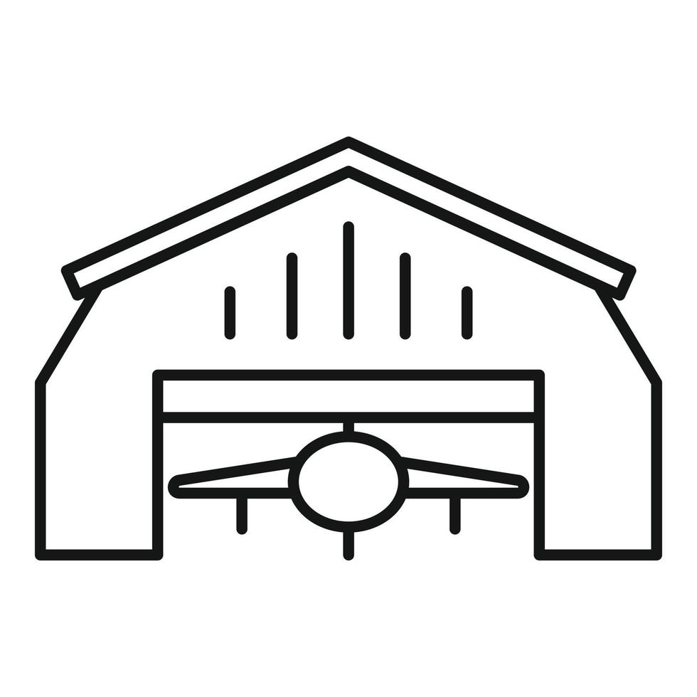 icono de hangar militar, estilo de esquema vector