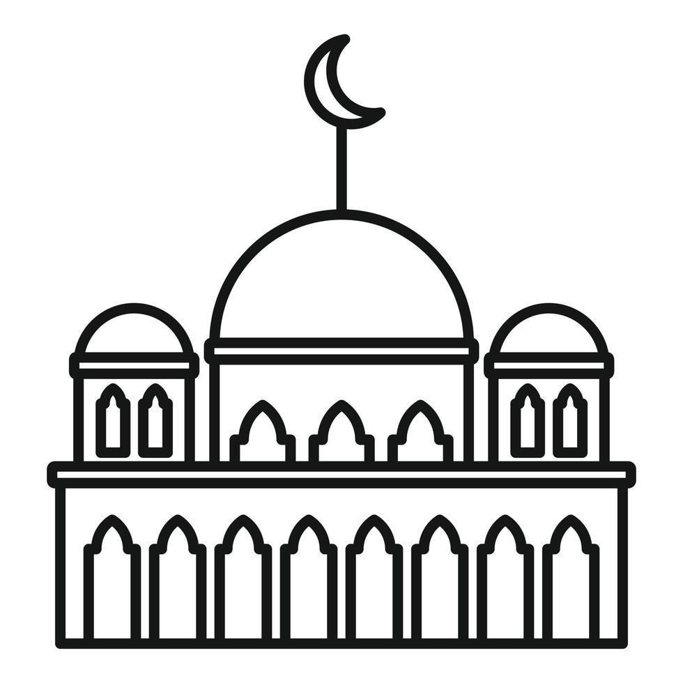 icono de mezquita, estilo de esquema vector