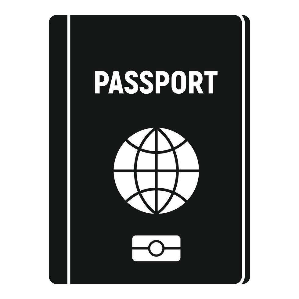 icono de pasaporte de viaje, estilo simple vector