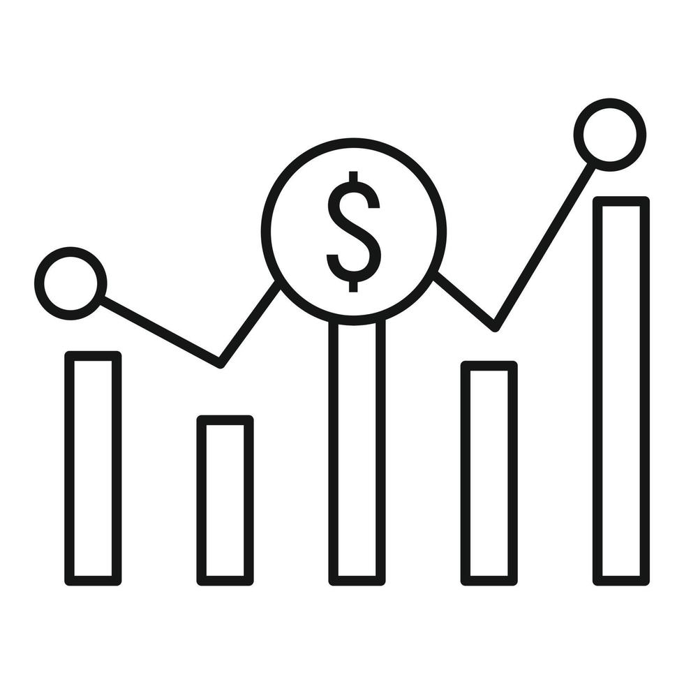 Money graph icon, outline style vector