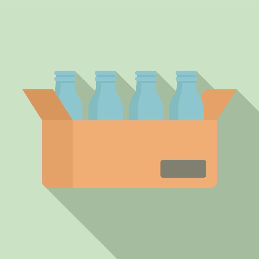 icono de caja de cartón de botella de leche, estilo plano vector