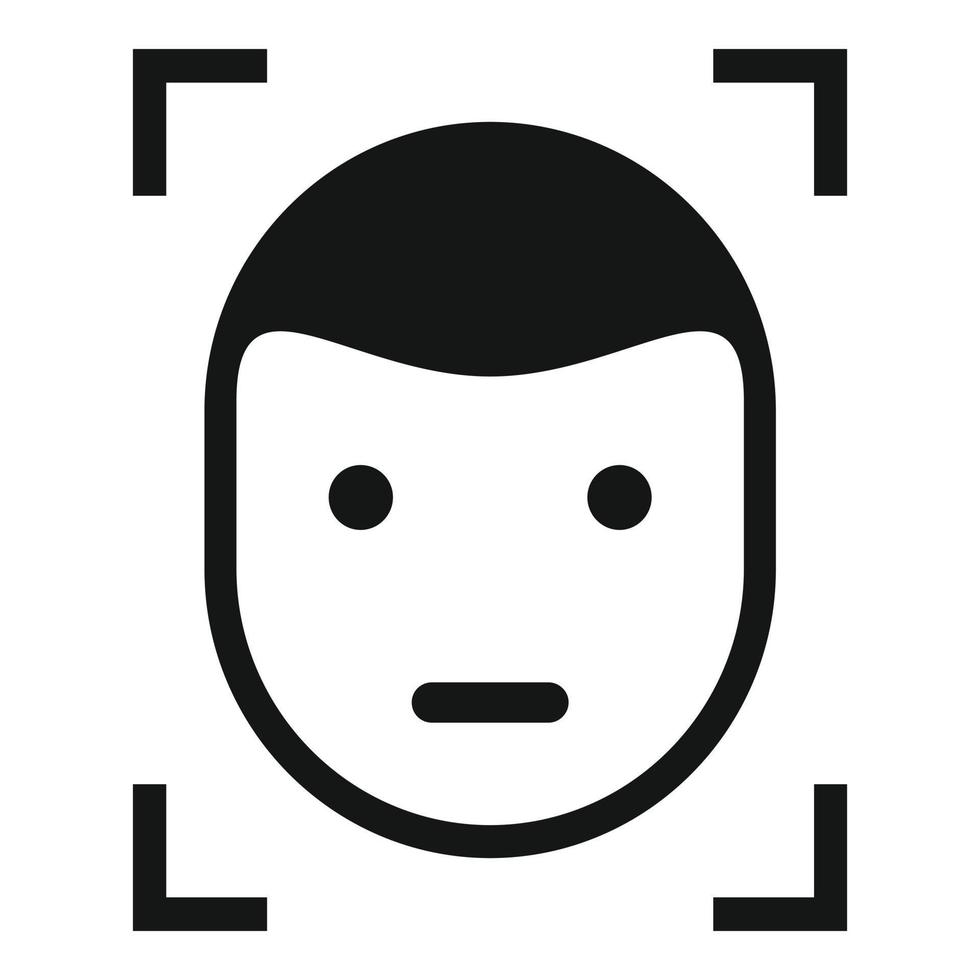 Face detection icon, simple style vector