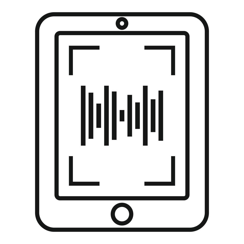 Tablet app screen recording icon, outline style vector