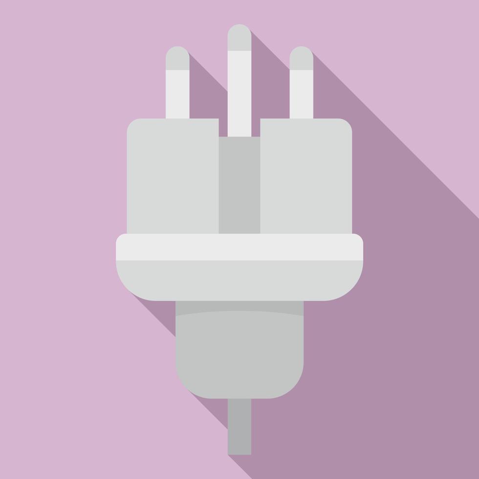 Electric wire plug icon, flat style vector