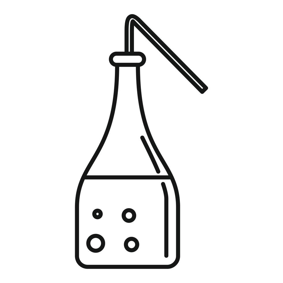 icono de botella de laboratorio hirviendo, estilo de esquema vector