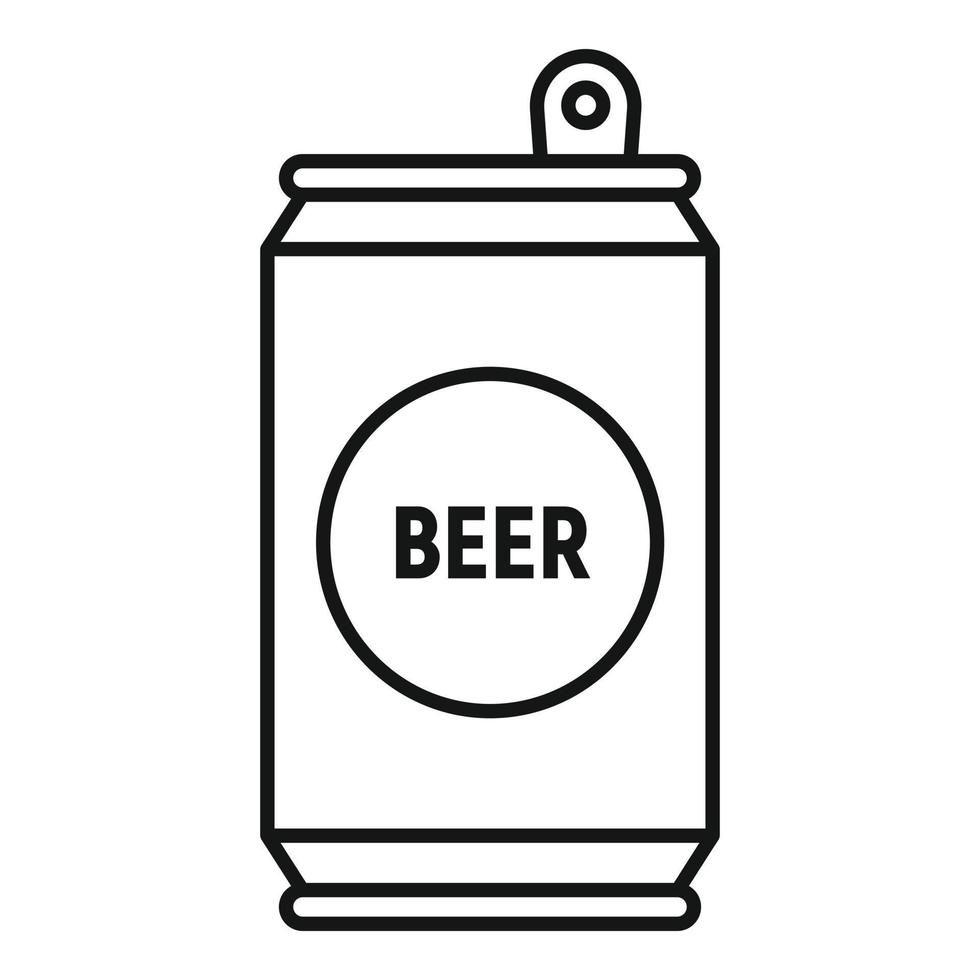 icono de lata de cerveza, estilo de esquema vector