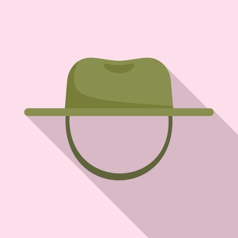 pescador, sombrero verde, icono, plano, estilo vector