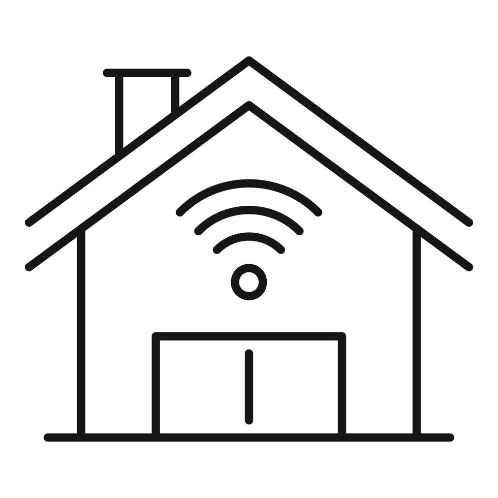 icono de casa inteligente wifi, estilo de esquema vector