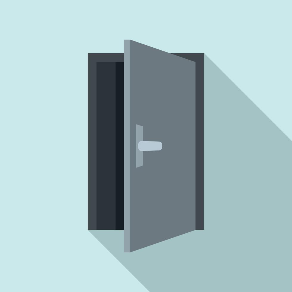 Steel open door icon, flat style vector