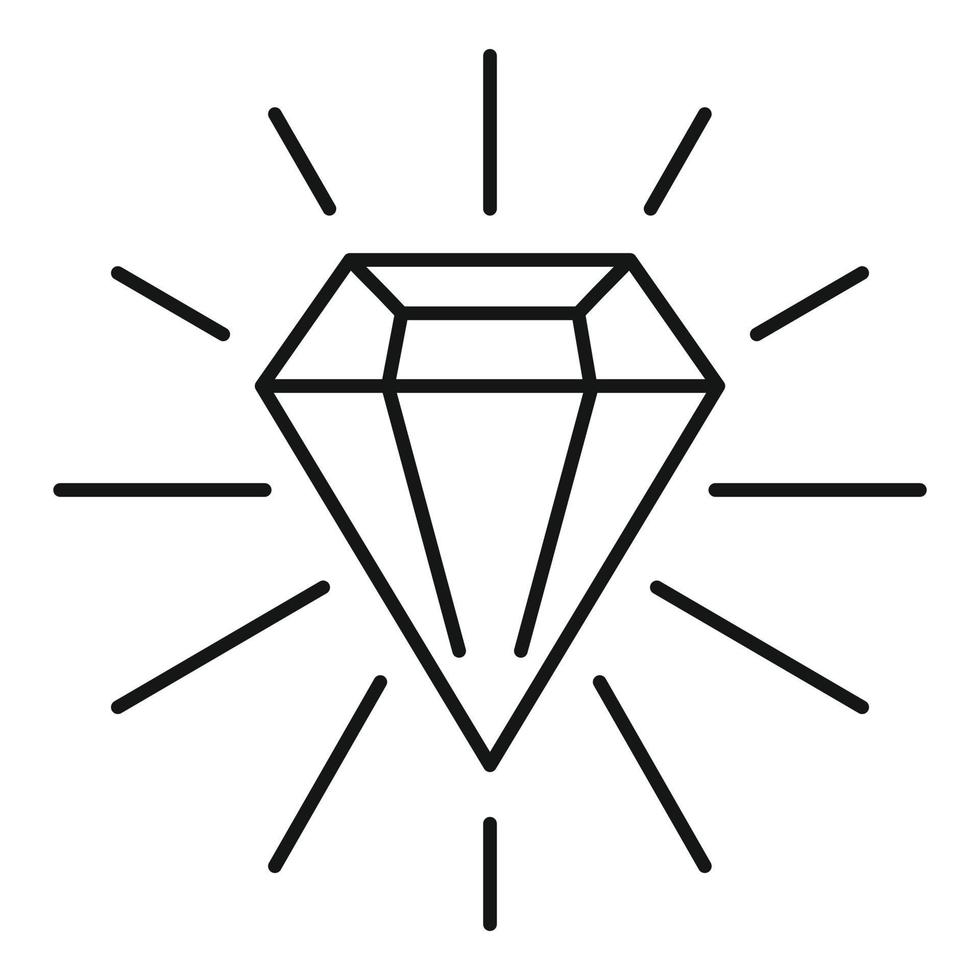Shiny diamond icon, outline style vector