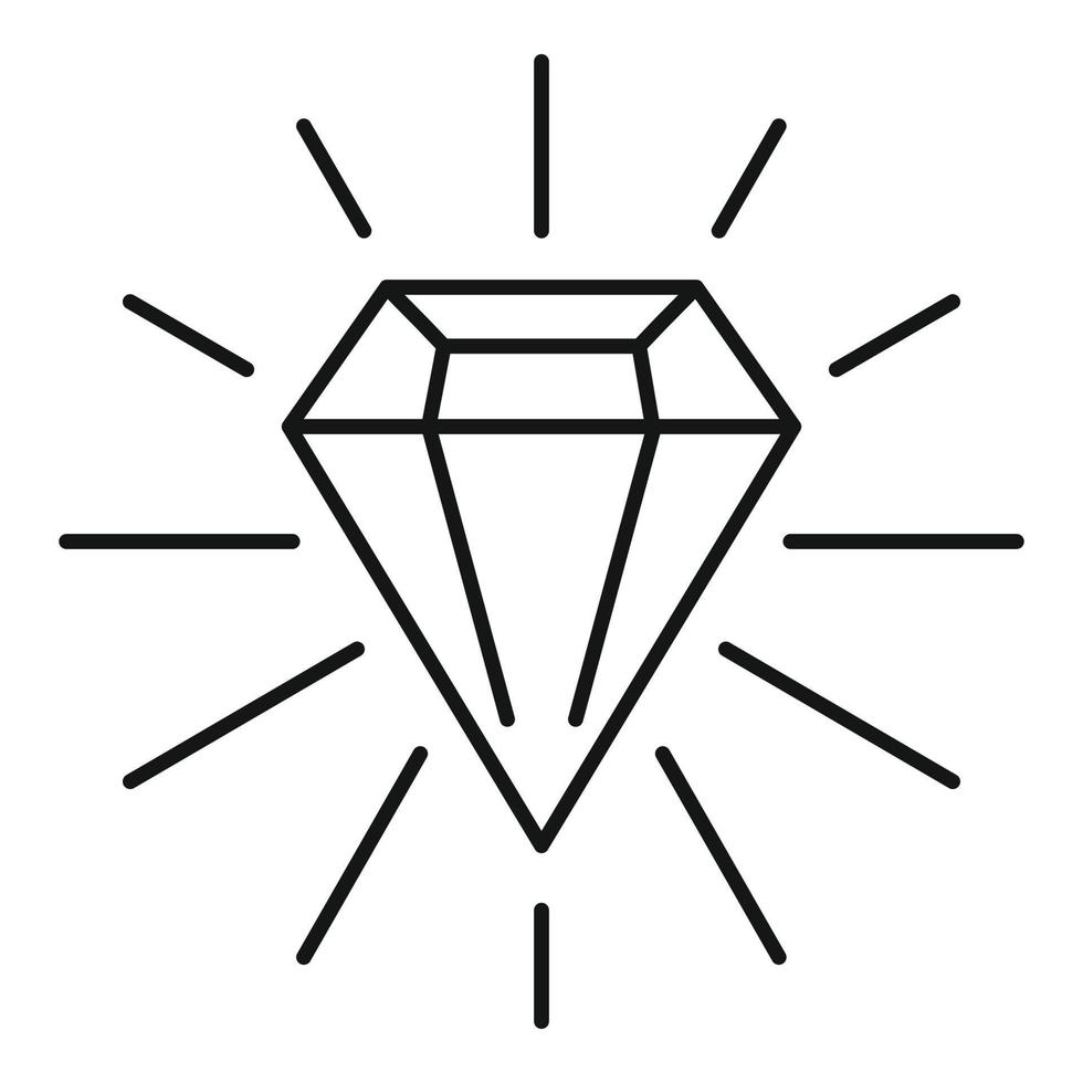 Shiny diamond icon, outline style vector