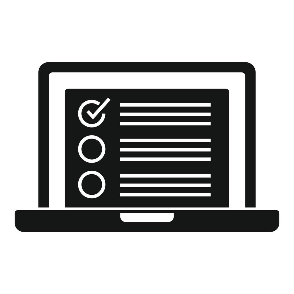 Laptop crm icon, simple style vector