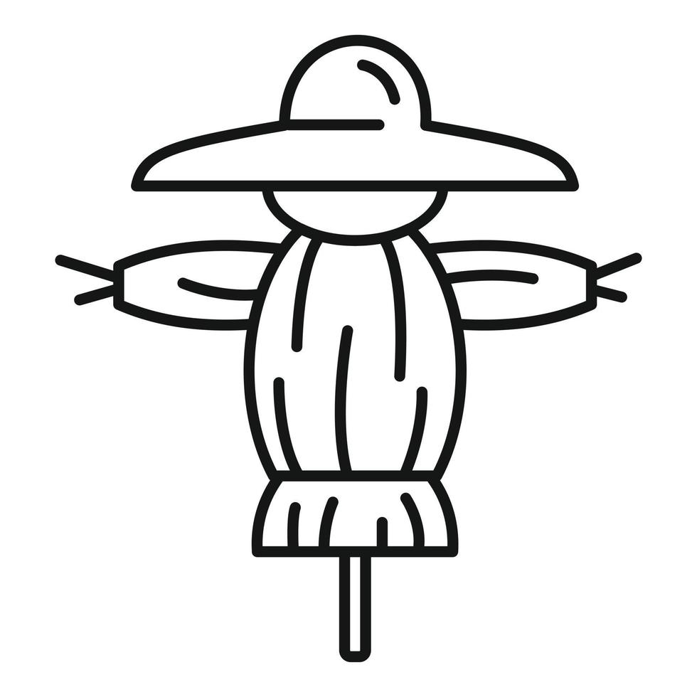 Funny scarecrow icon, outline style vector