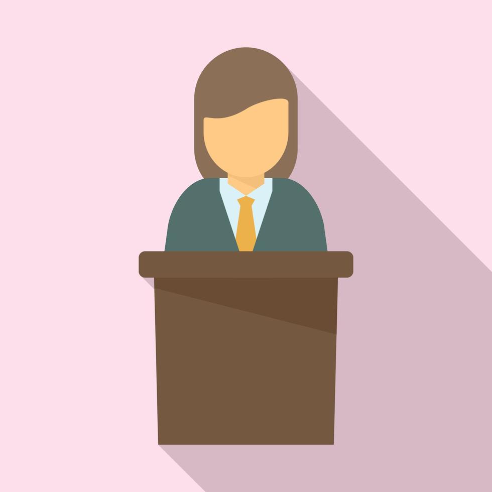 Manager woman speaker icon, flat style vector