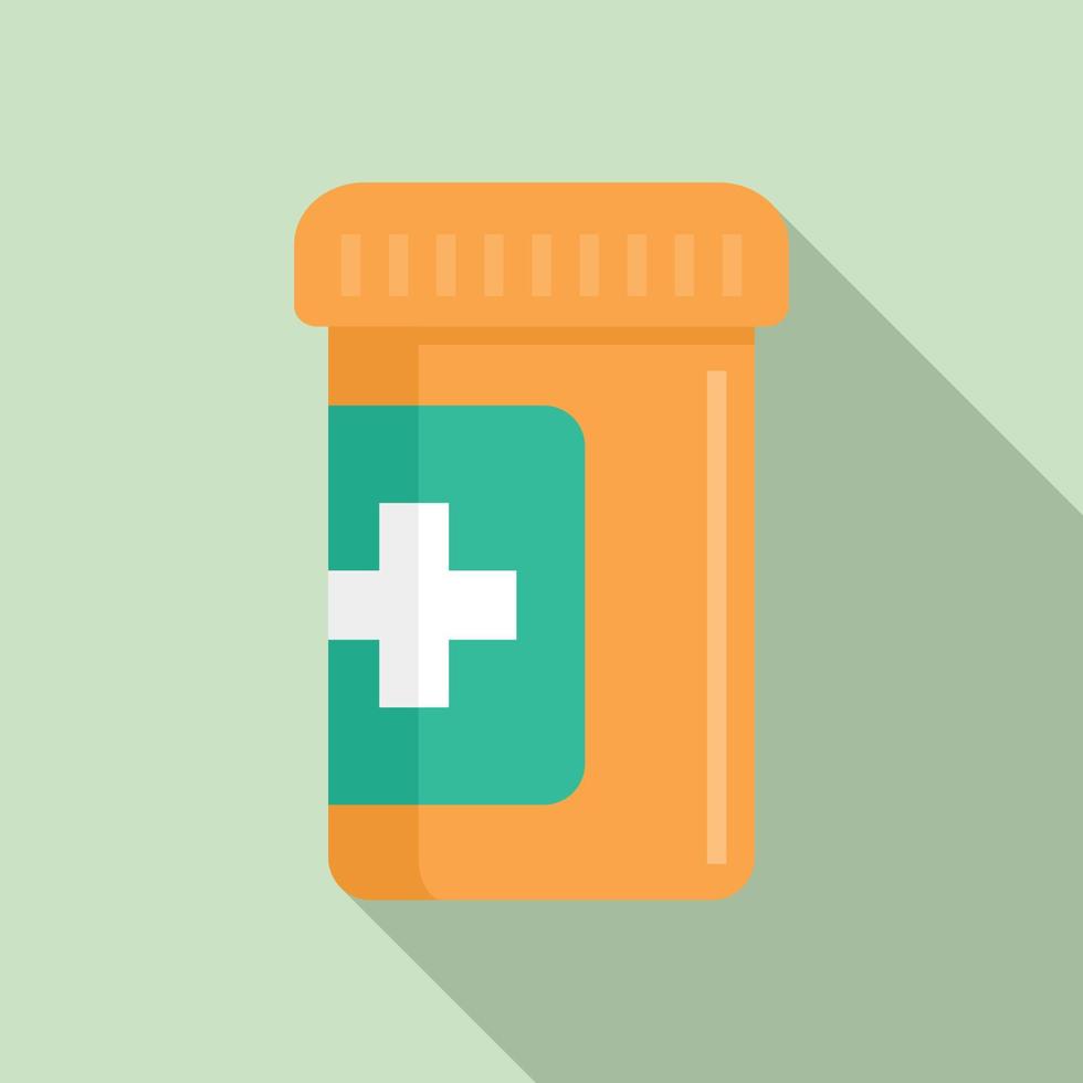 Medical pill jar icon, flat style vector