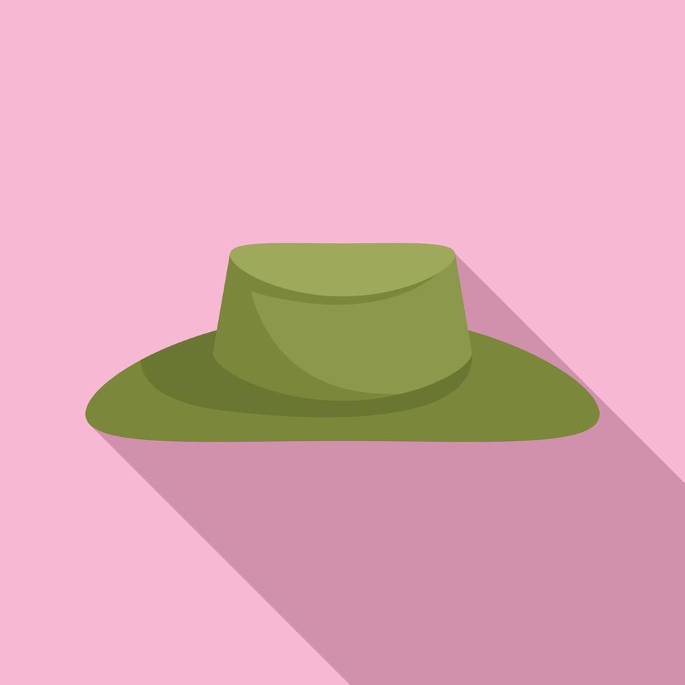 Hunter green hat icon, flat style vector