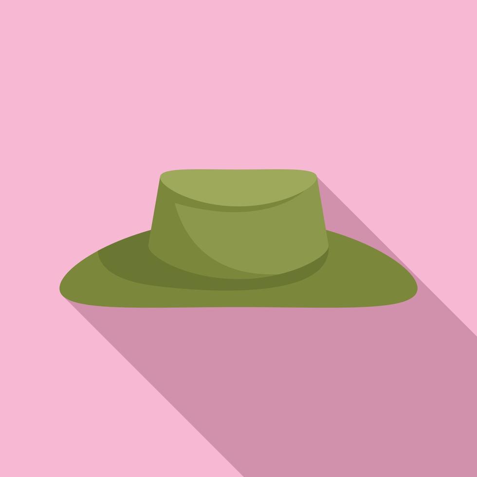 icono de sombrero verde cazador, estilo plano vector