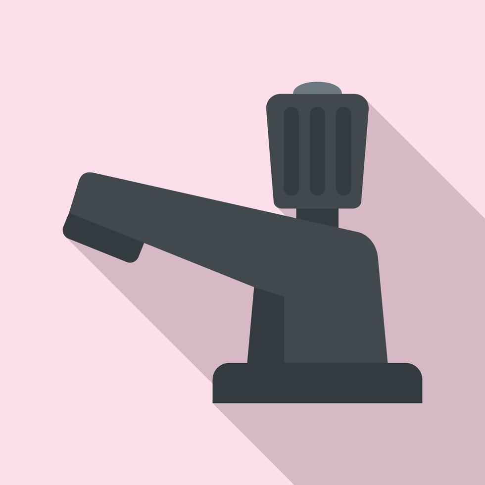 Black water tap icon, flat style vector