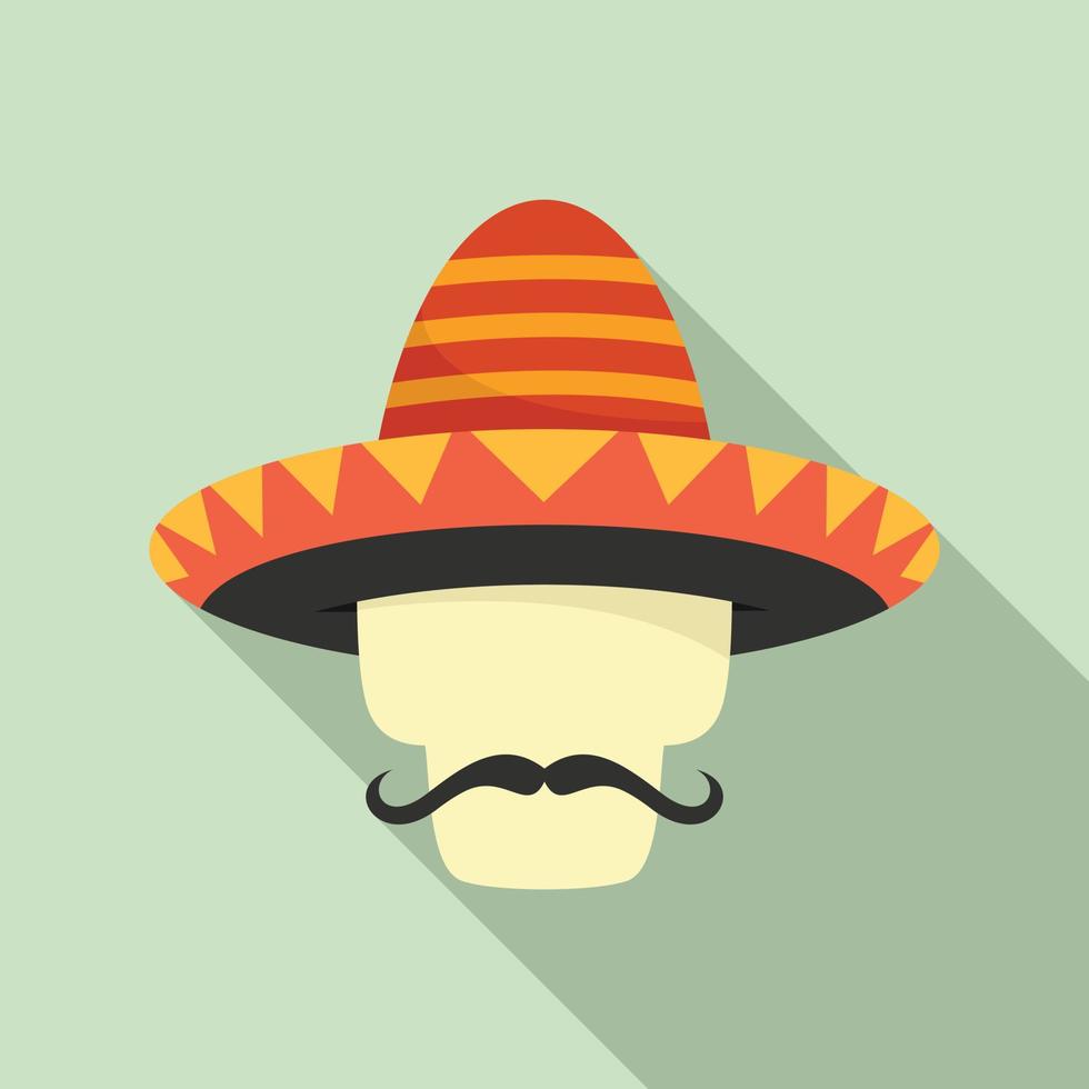 icono de hombre de cara mexicana, estilo plano vector