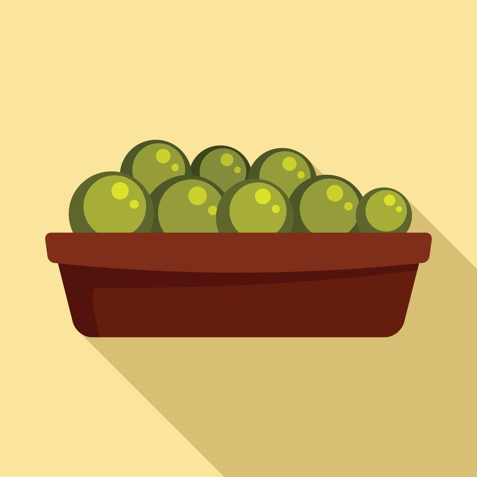 Olive bowl icon, flat style vector