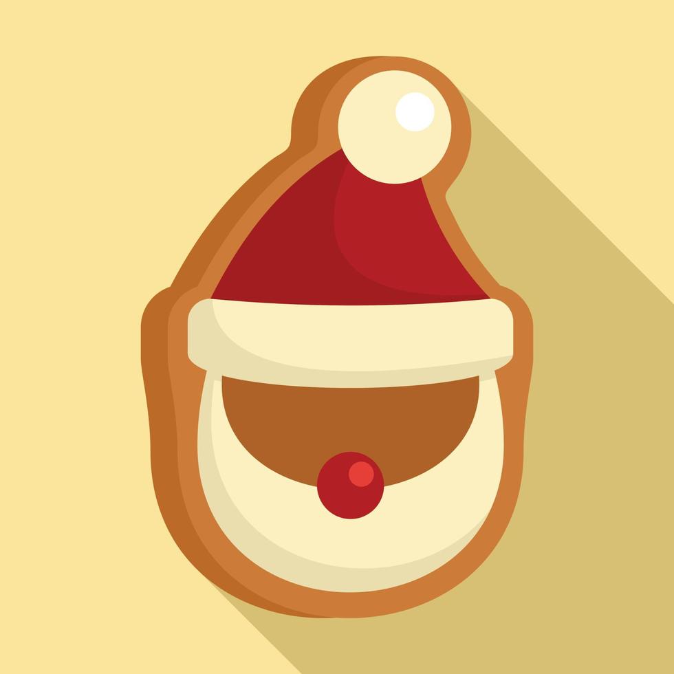 Gingerbread santa icon, flat style vector
