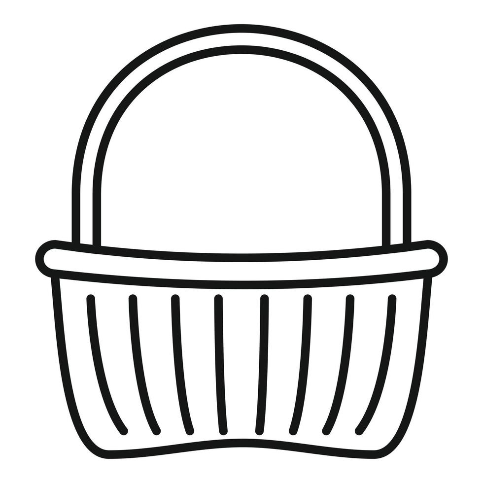 Wicker basket icon, outline style vector