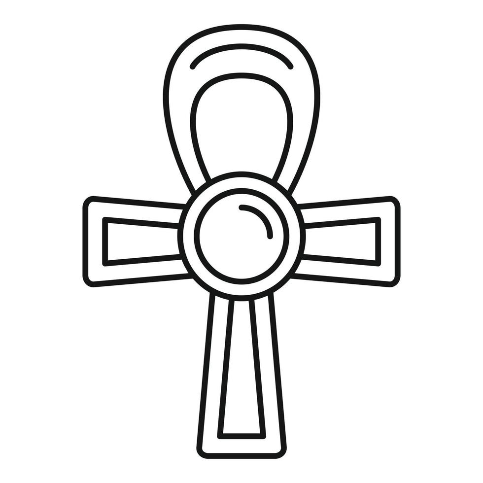 icono de cruz ankh de egipto, estilo de contorno vector