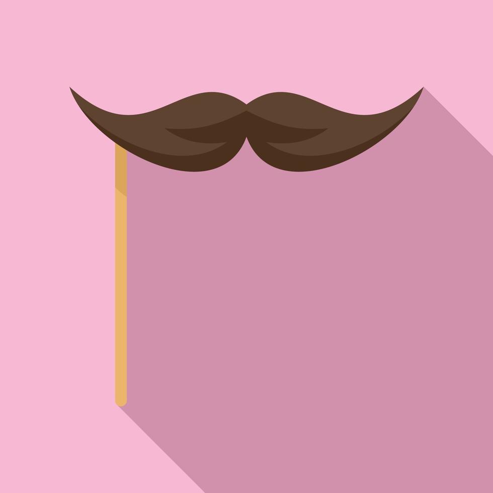 bigote en icono de palo, estilo plano vector