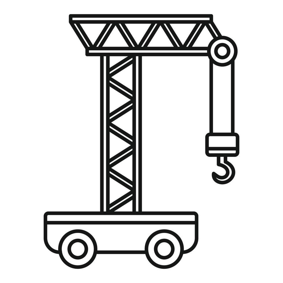 Wheel crane icon, outline style vector