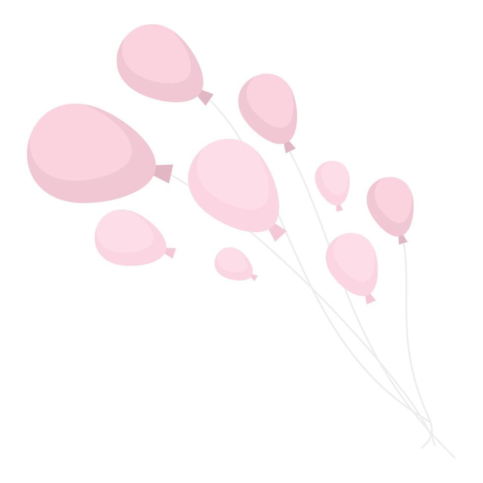 icono de globos rosas, tipo plano vector