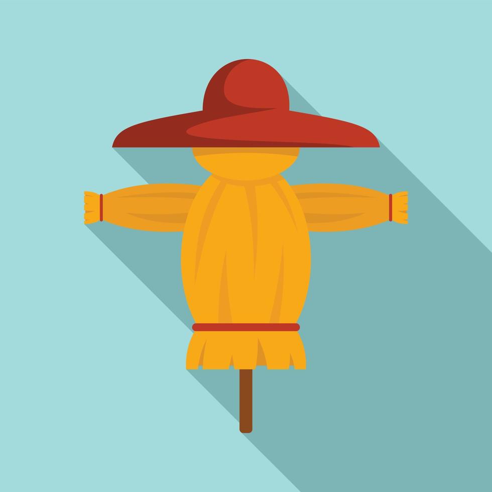 Funny scarecrow icon, flat style vector