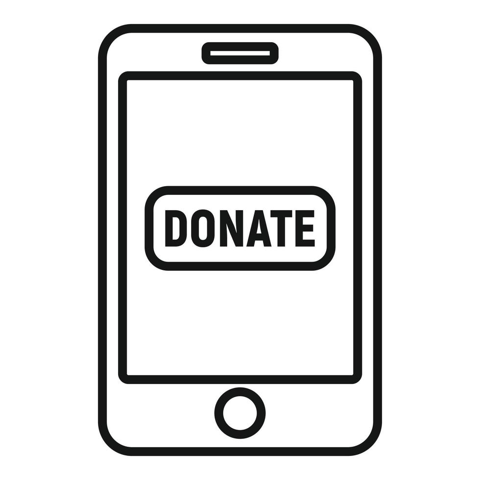 Smartphone donation icon, outline style vector