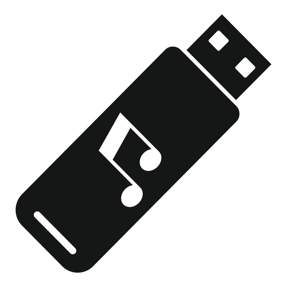 Music usb flash icon, simple style vector
