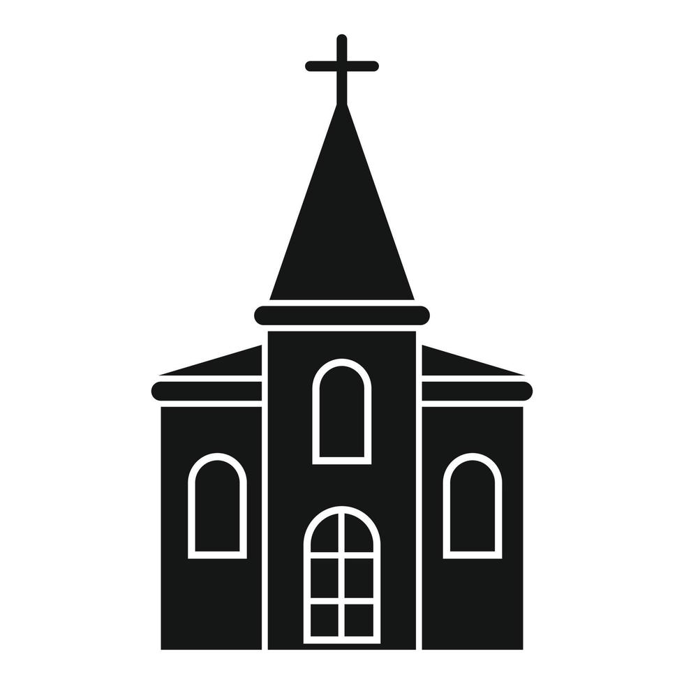 Wood church icon, simple style vector
