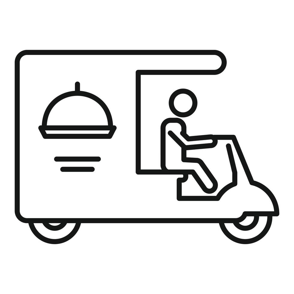 icono de entrega de comida rápida, estilo de contorno vector