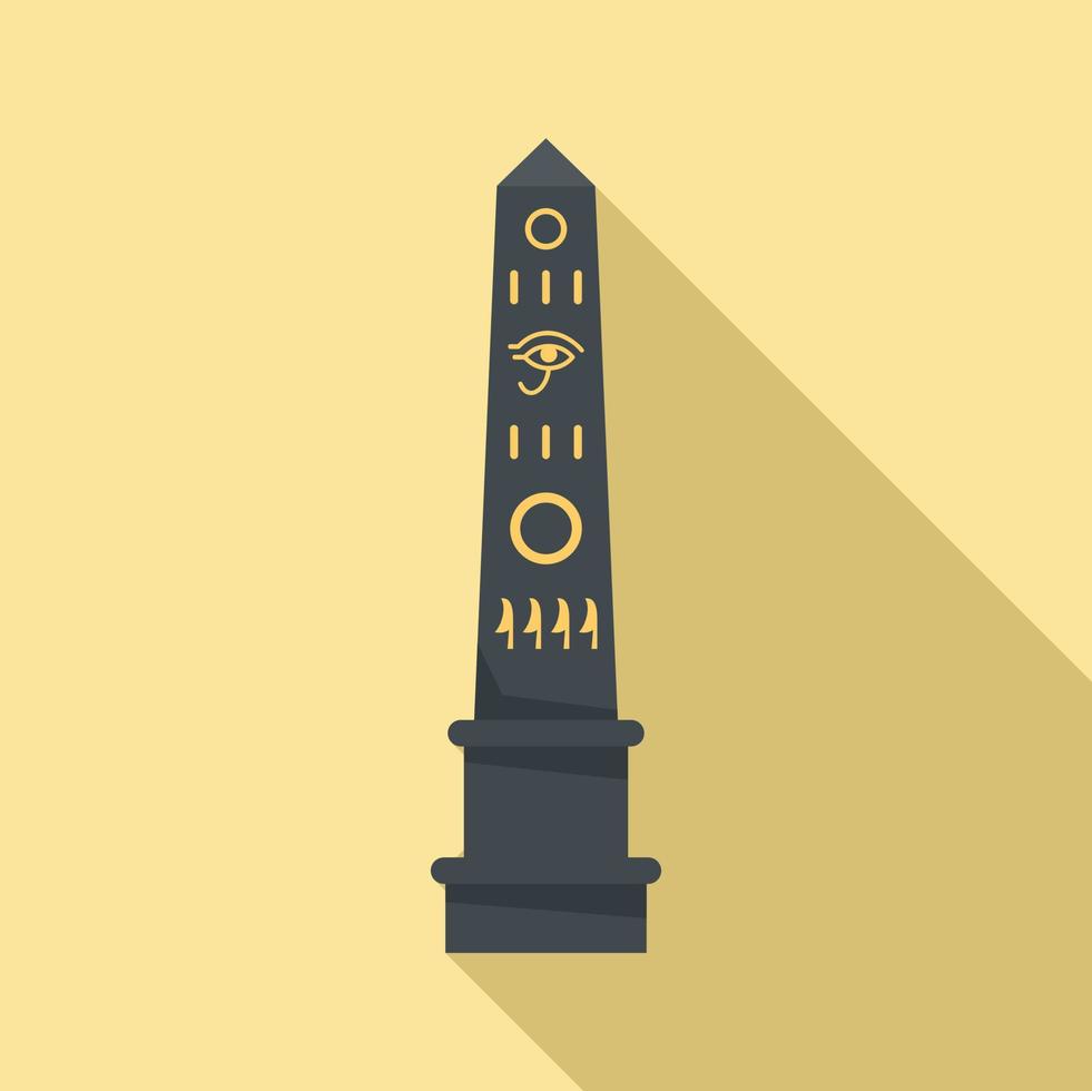 Egypt black stone pillar icon, flat style vector