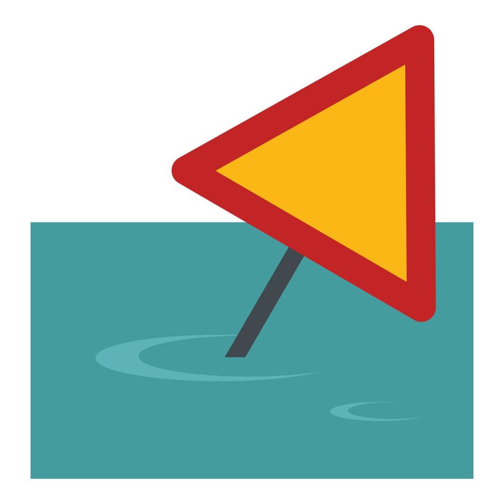 icono de inundación de la carretera de señal, tipo plano vector
