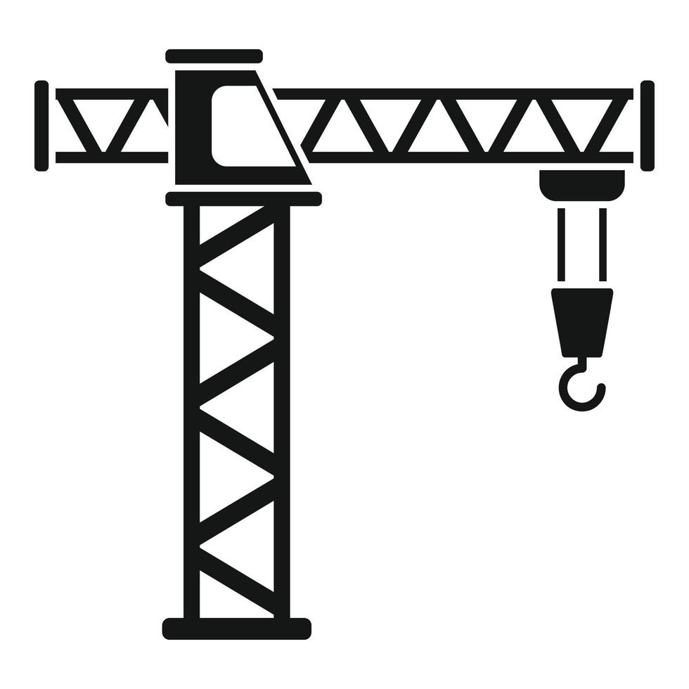 Construction crane icon, simple style vector