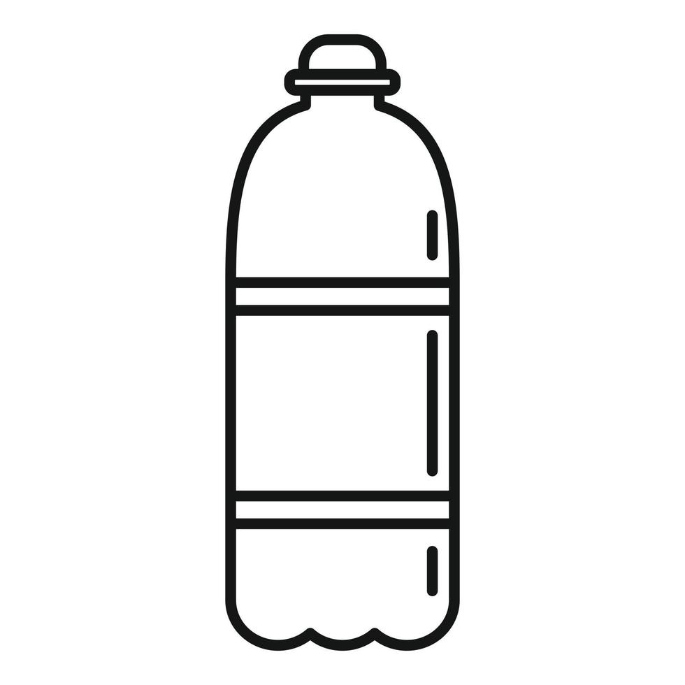 icono de botella de agua de plástico, estilo de esquema vector