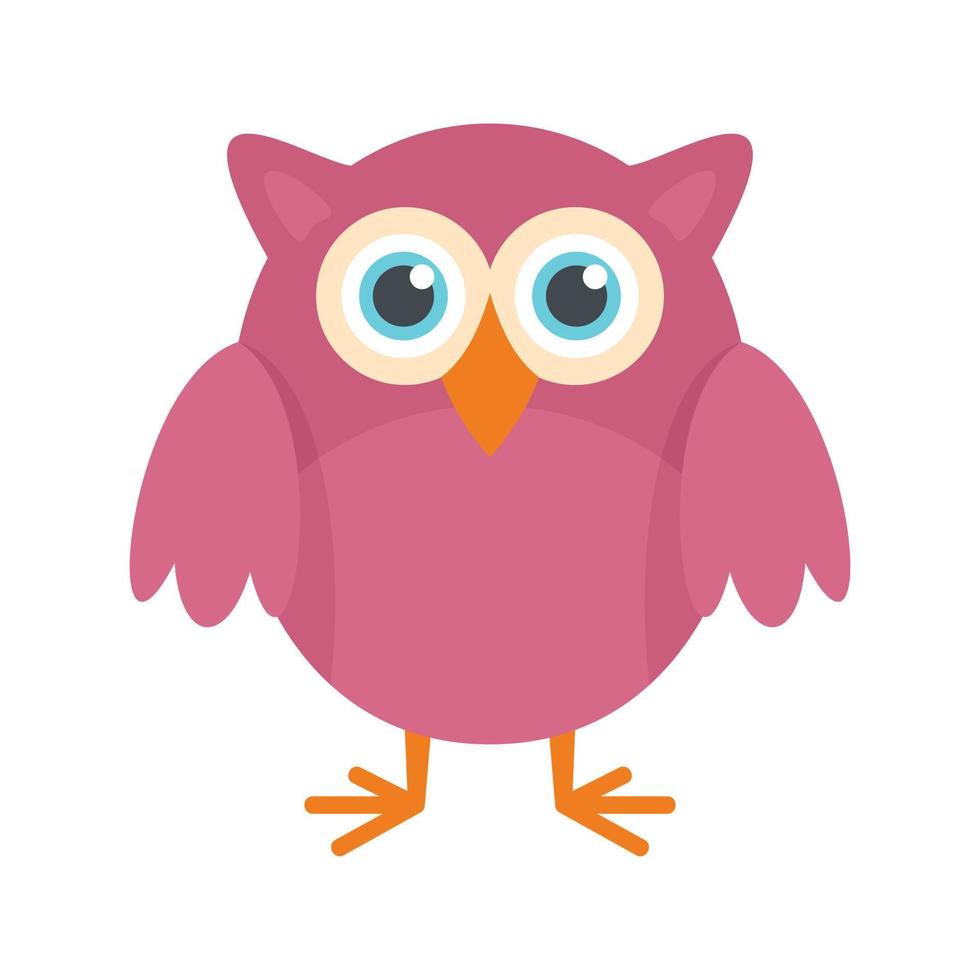 Big eyes owl icon, flat style vector