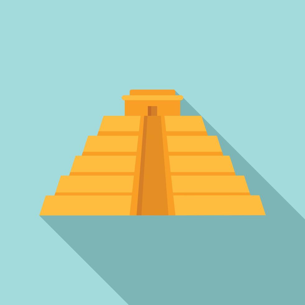 Maya pyramid icon, flat style vector